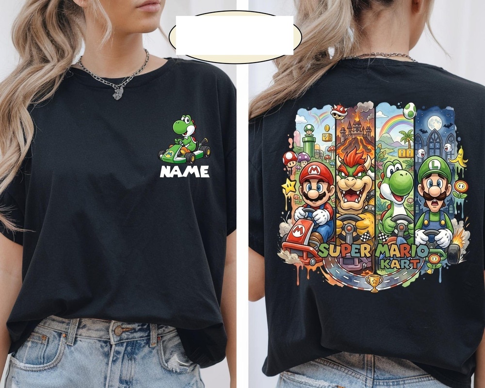 Super Mario All Characters Cart Shirt, Epic Universe Family Shirt 2 Sdied